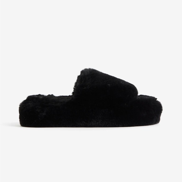 BNWOT H&M Fluffy Platform Slippers - Picture 3 of 4